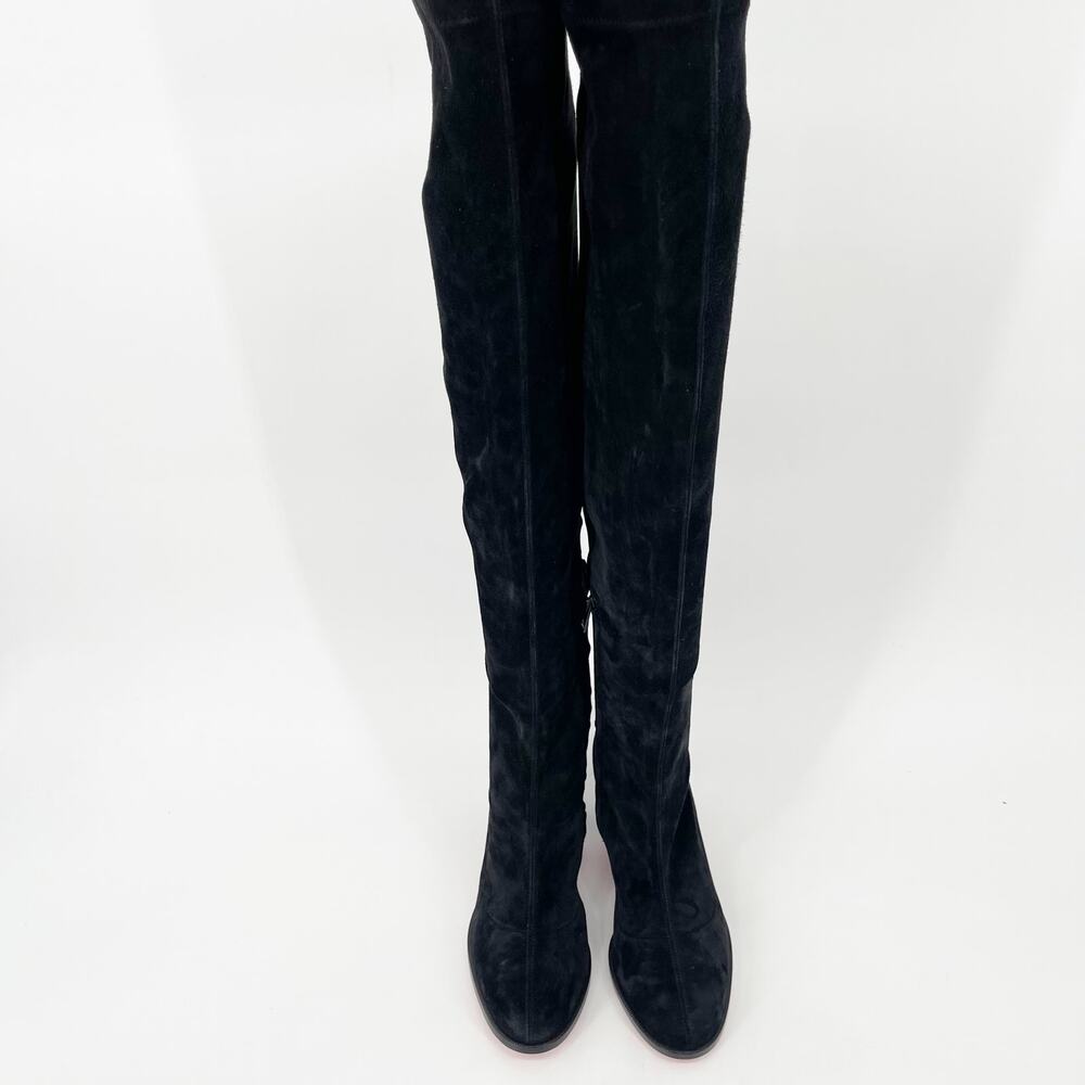 Christian Louboutin Stretchadoxa Black Over the Knee Block Heel Boots EU 36.5 - Picture 5 of 12